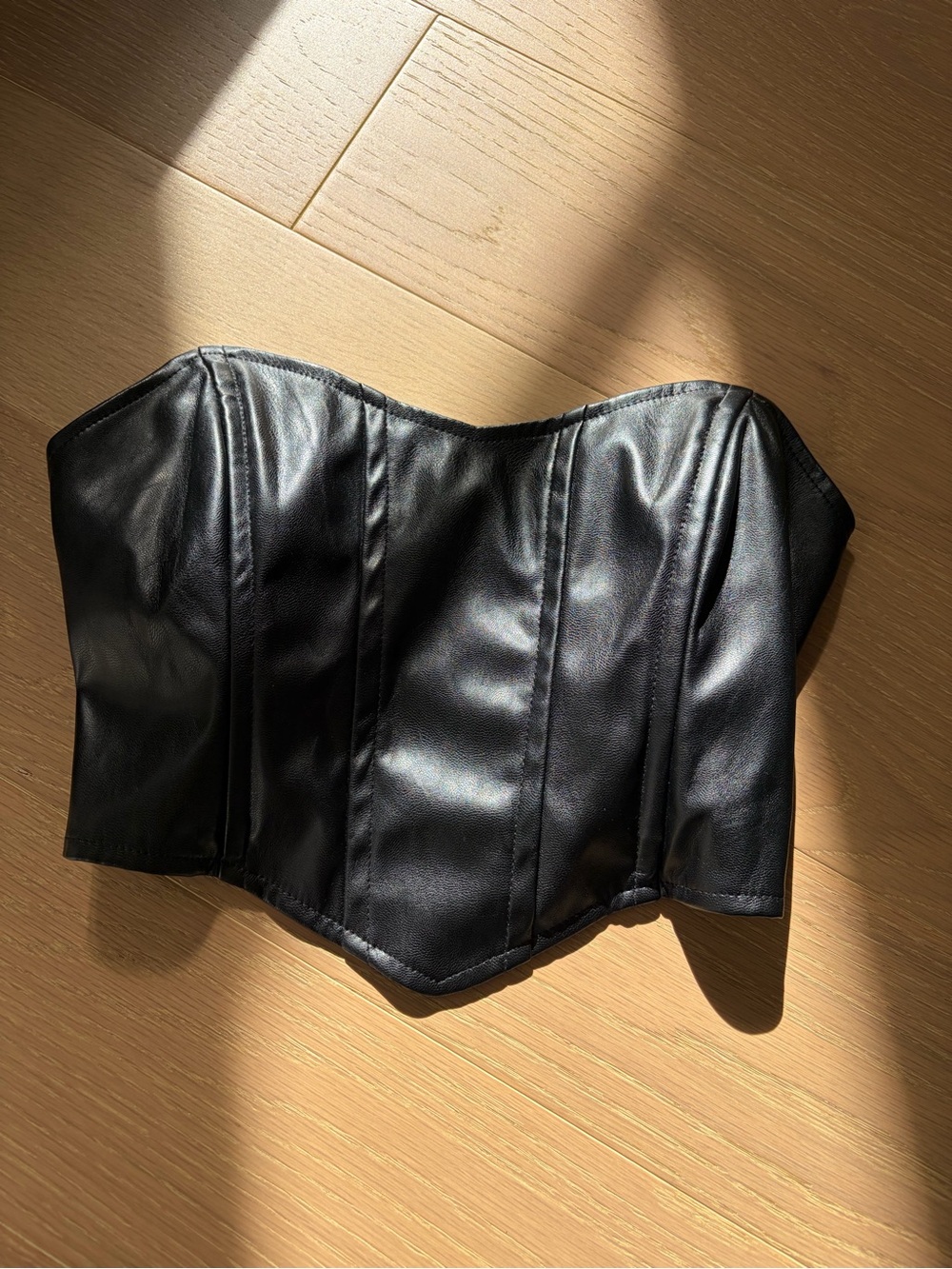 Princess Polly Black Faux Leather Corset Crop Top
